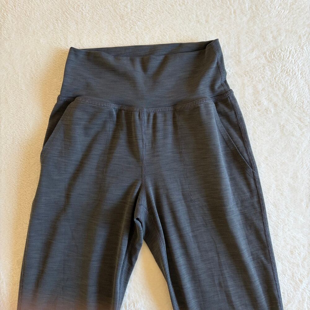 Beyond Yoga Womens Gray High Rise Jogger Leggings  XS Ribbed Pockets Cuffed